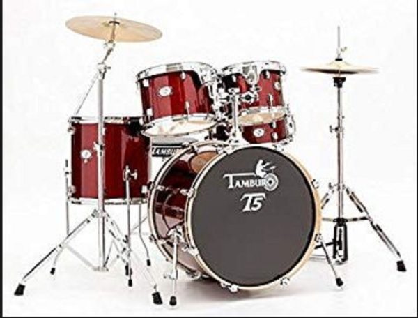TAMBURO Schlagzeug "T5 Serie" PLUS in red sparkle 20/10/12/14+SD+HW+Cymbals