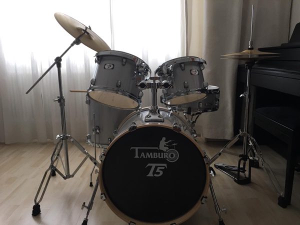 TAMBURO Schlagzeug "T5 Serie" PLUS in silver sparkle 20/10/12/14+SD+HW+Cymbals